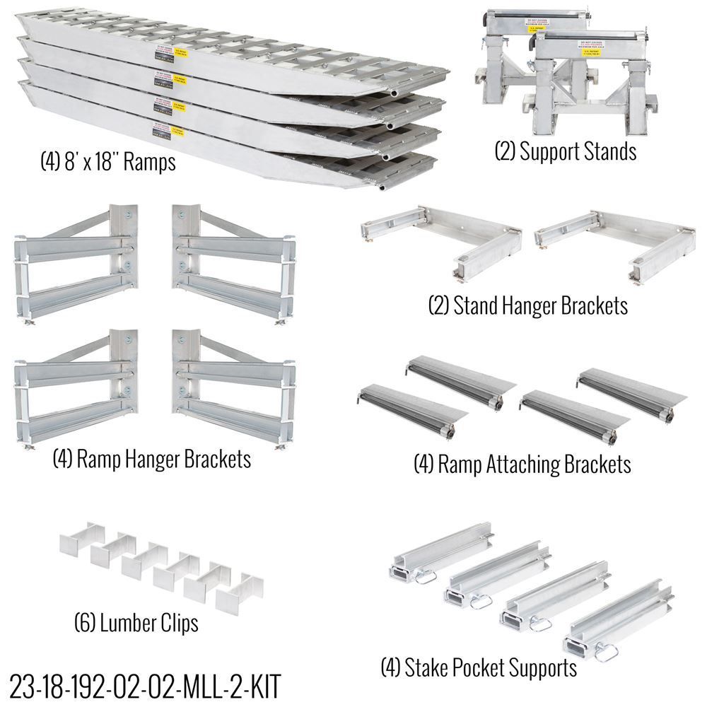 8' L x 18" 4 Ramp Master Kit for 18" H Step Deck Trailers - 23,500 lb. Capacity