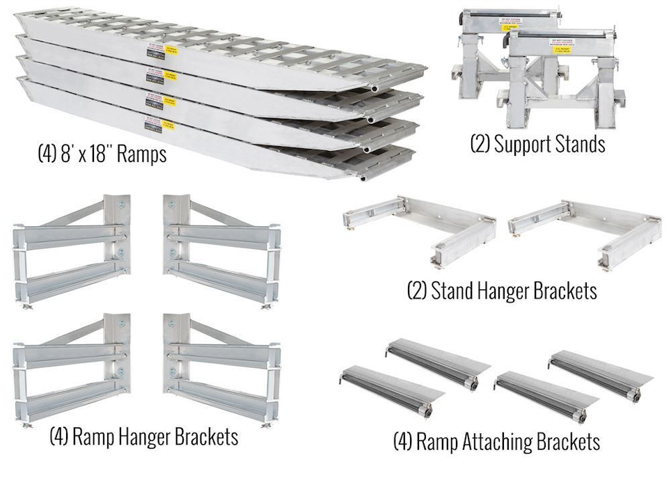 8' L x 18" 4 Ramp Master Kit for 18" H Step Deck Trailers - 23,500 lb. Capacity