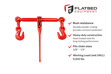 Ratchet Chain Binder 3/8"–1/2" 9200 lbs Heavy Duty - Flatbed Equipment Inc