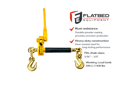 Ratchet Chain Binder 5/16"–3/8" Folding Handle Heavy Duty - Flatbed Equipment Inc