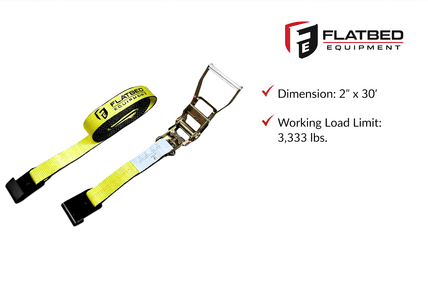 Ratchet Strap 2" x 30' Flat Hook Heavy Duty - Flatbed Equipment Inc