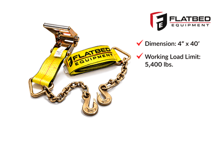Ratchet Strap 4" x 40' Chain Anchor Heavy Duty - Flatbed Equipment Inc