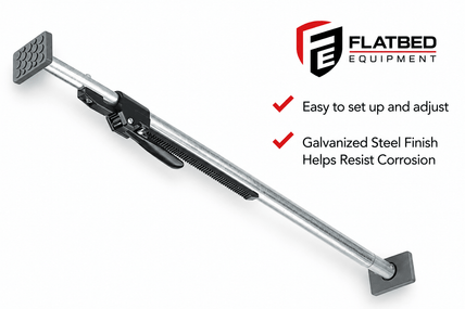 Steel Cargo Bar 89"–104" Adjustable Heavy Duty 38mm - Flatbed Equipment Inc