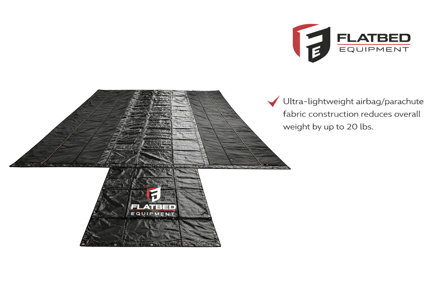 24' x 27' Ultra Light Lumber Tarp – Airbag / Parachute Fabric Flatbed Tarp with 8' Drop - Flatbed Equipment Inc