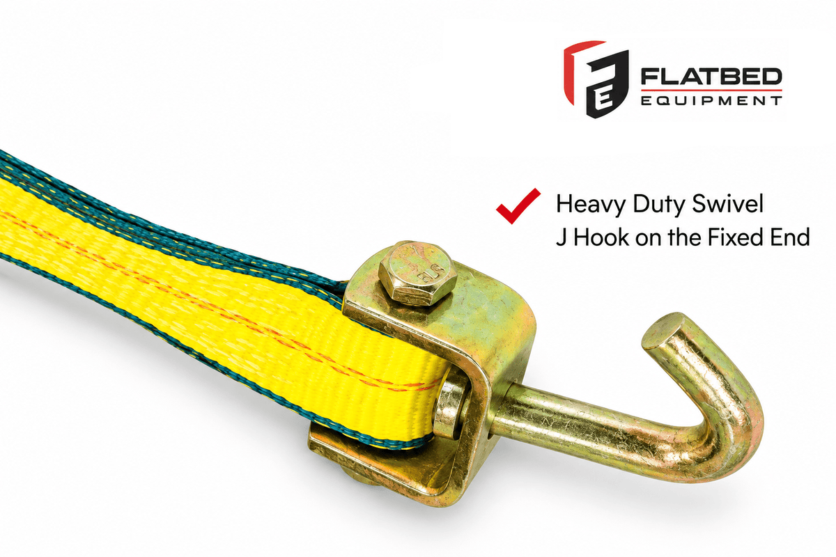 2"x10' Side Mount Wheel Net with Ratchet & Swivel J Hook - Flatbed Equipment Inc