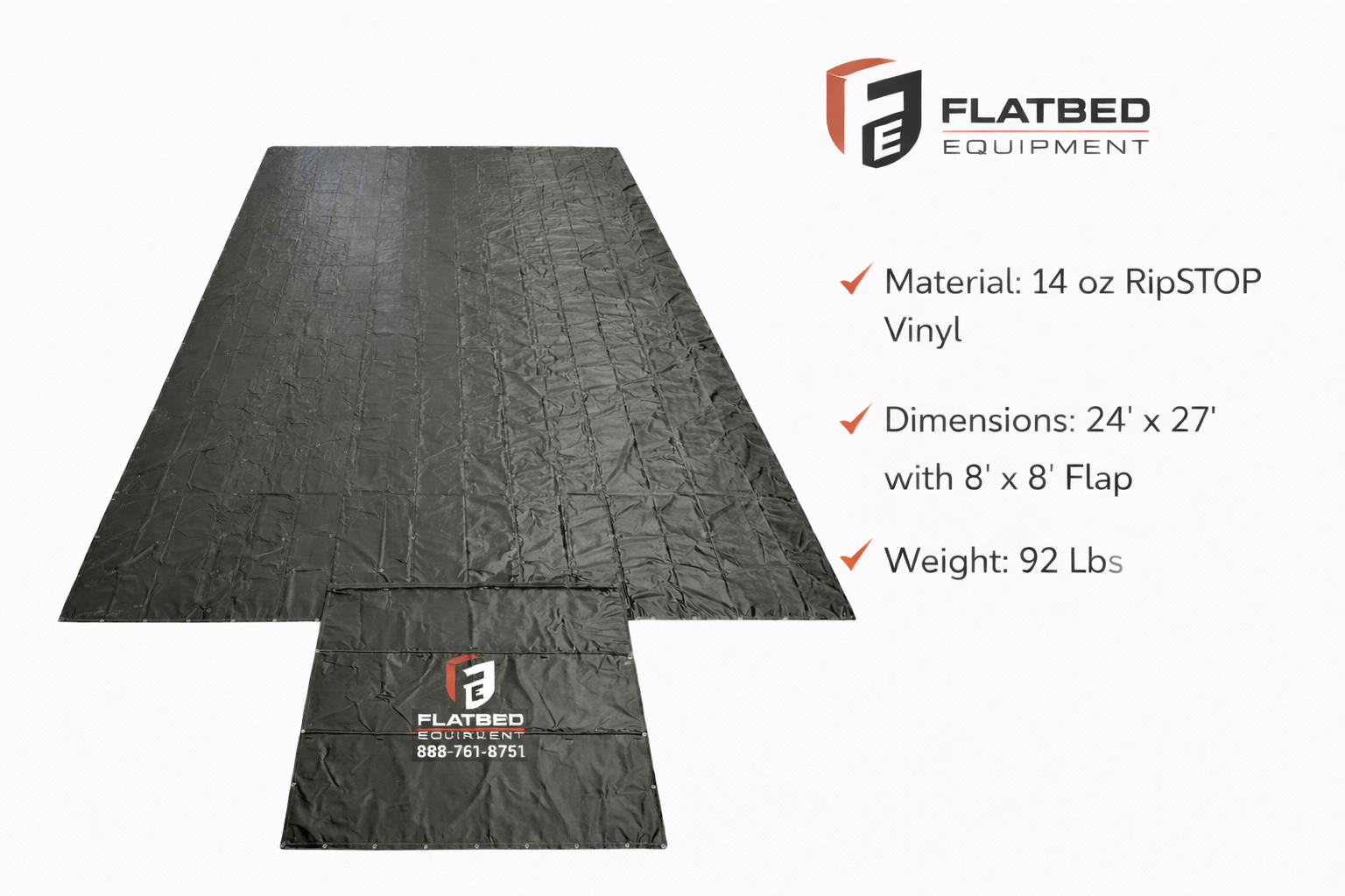 24' X 27' 14OZ RIPSTOP LUMBER TARP W 8' FLAP (ULTRA-LIGHT)