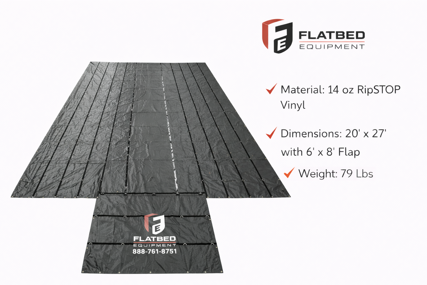 20' X 27' 14OZ RIPSTOP LUMBER TARP W 6' FLAP (ULTRA-LIGHT)