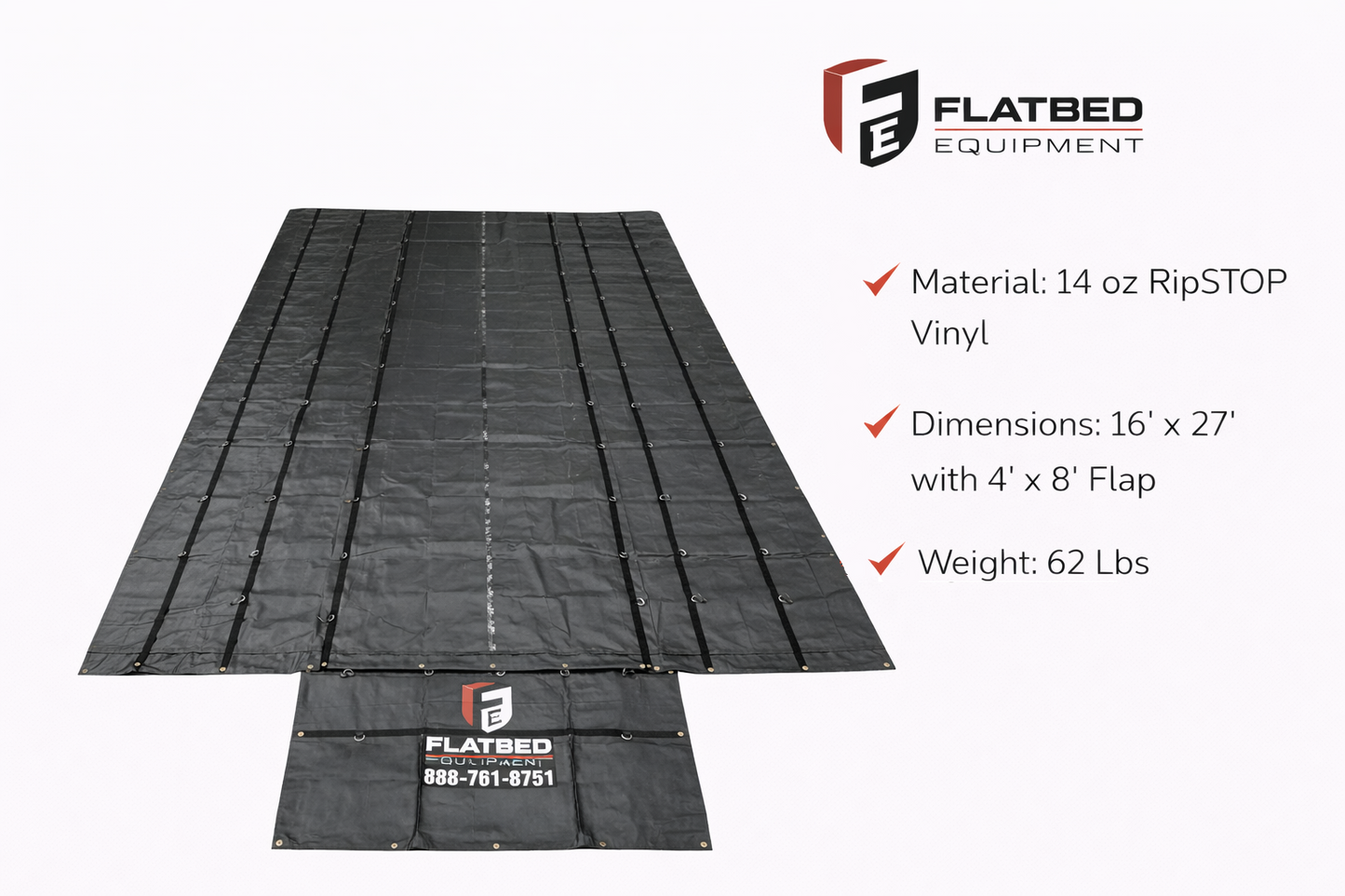16' X 27' 14OZ RIPSTOP LUMBER TARP W 4' FLAP (ULTRA-LIGHT)