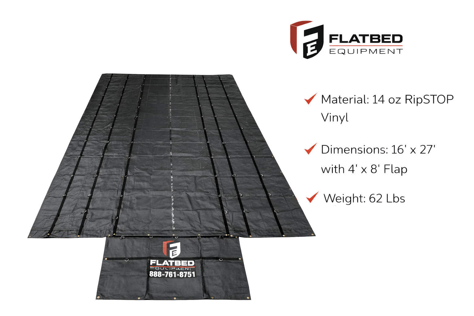 Ultra Light Lumber Tarp 16' x 27' 4' Drop Flatbed