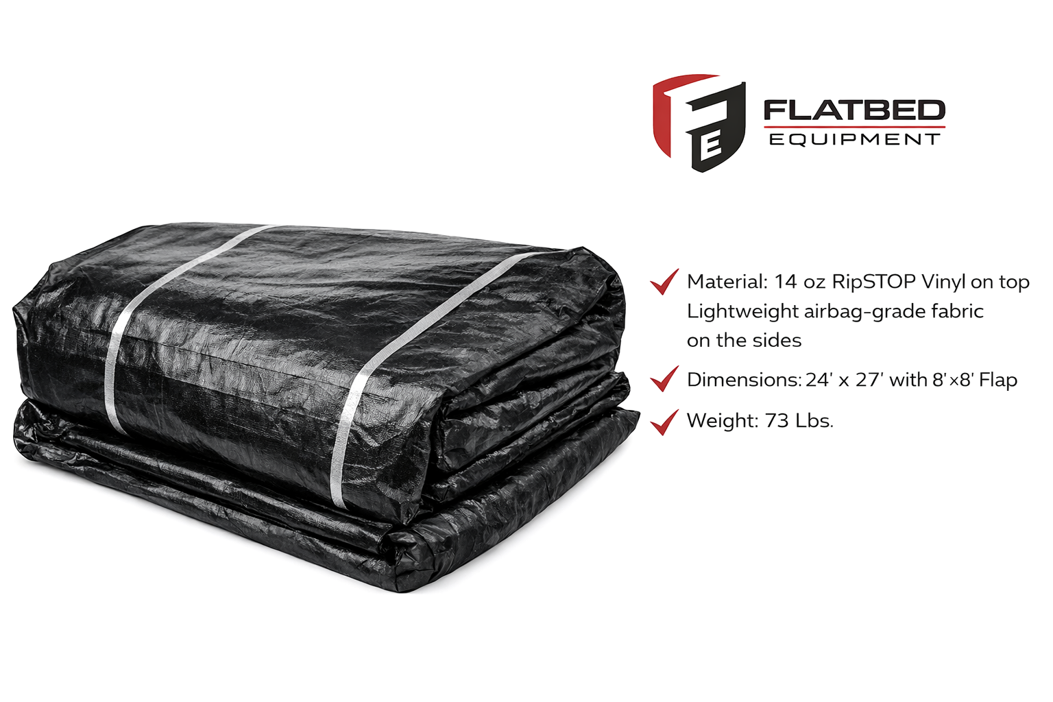 24' x 27' Ultra Light Lumber Tarp – Airbag / Parachute Fabric Flatbed Tarp with 8' Drop
