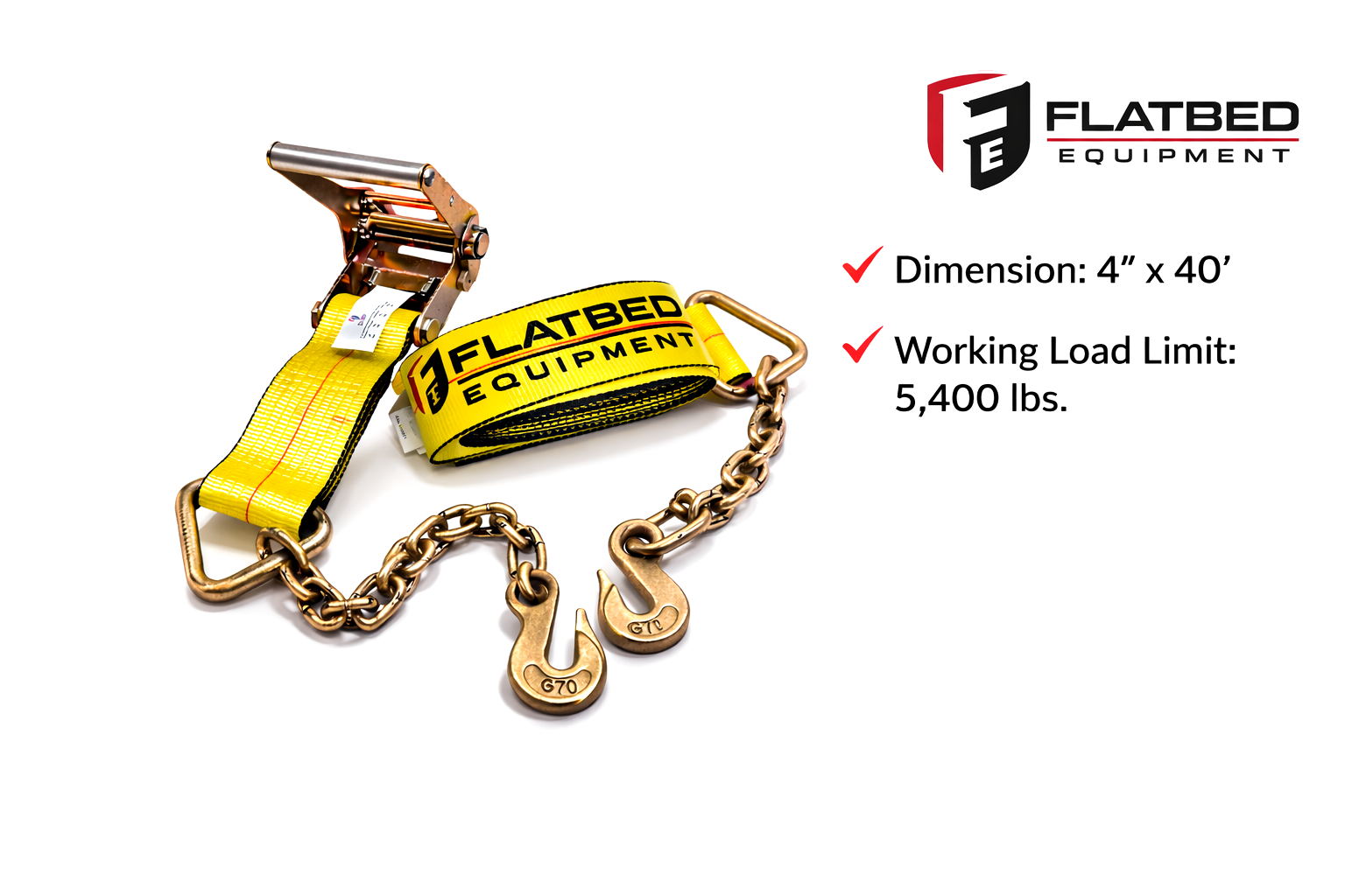 Ratchet Strap 4" x 40' Chain Anchor Heavy Duty