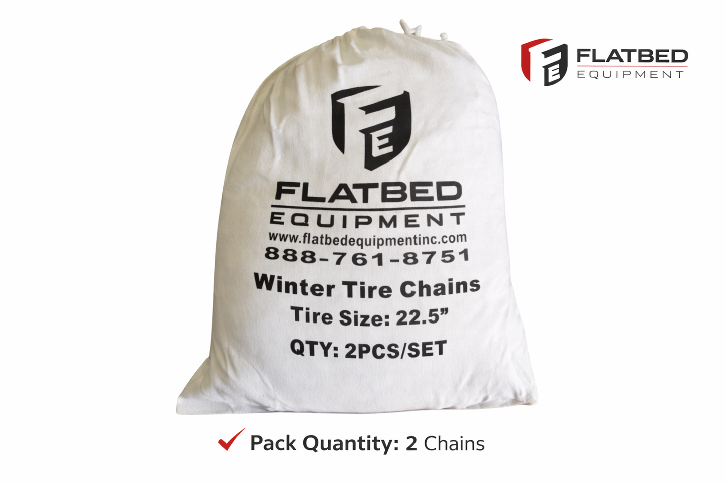 Winter Snow Tire Chains (Set of 2) For 22.5" Tires DOT approved