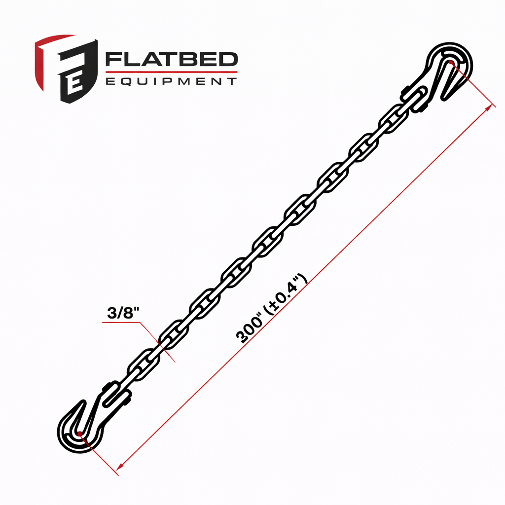 3/8'' x 25' G70 Transport Chain w/ Clevis Grab Hooks
