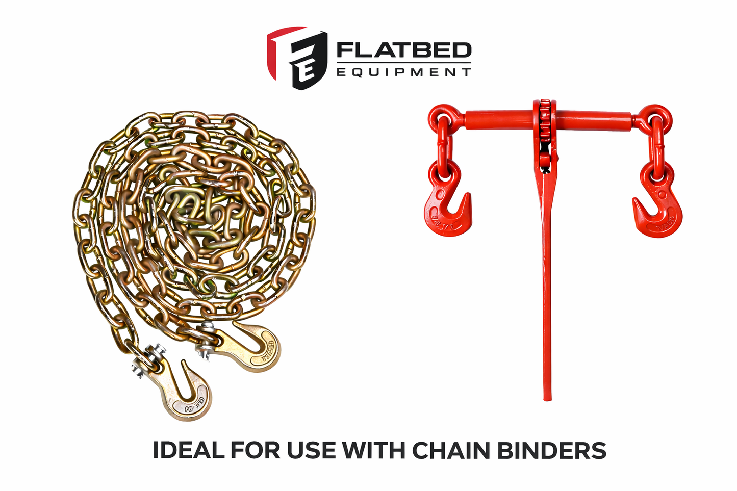 3/8'' x 25' G70 Transport Chain w/ Clevis Grab Hooks