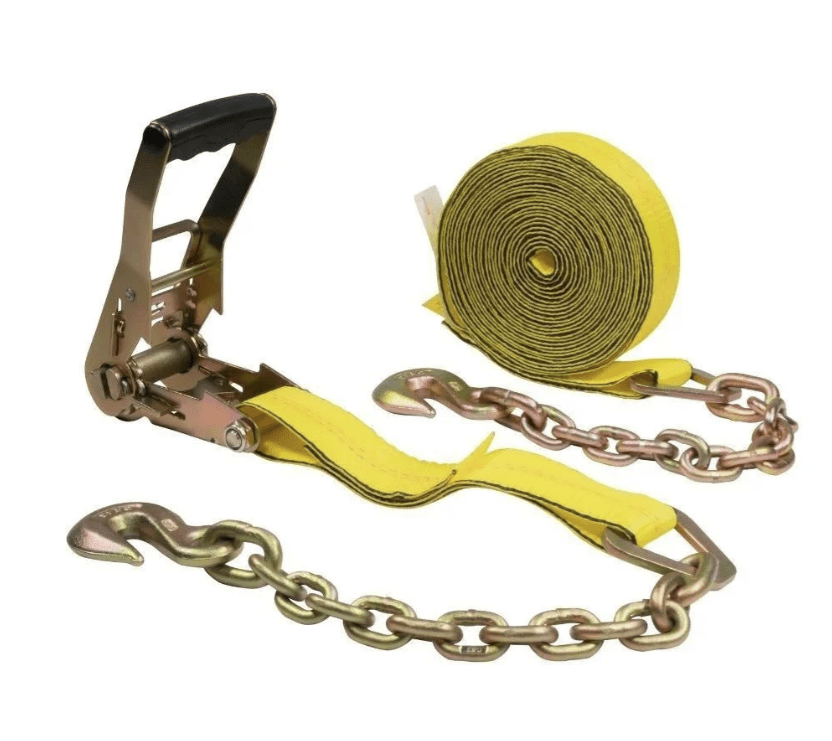 Auto Hauler Strap 2" x 12' Chain Anchor Heavy Duty - Flatbed Equipment Inc