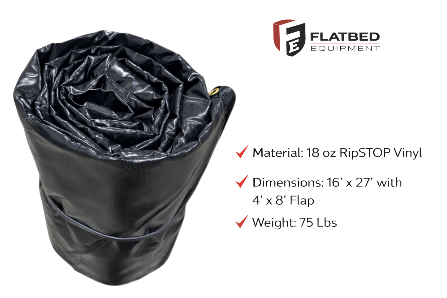 Lumber Tarp 16' x 27' 18oz Ripstop 4' Drop Heavy Duty Flatbed - Flatbed Equipment Inc