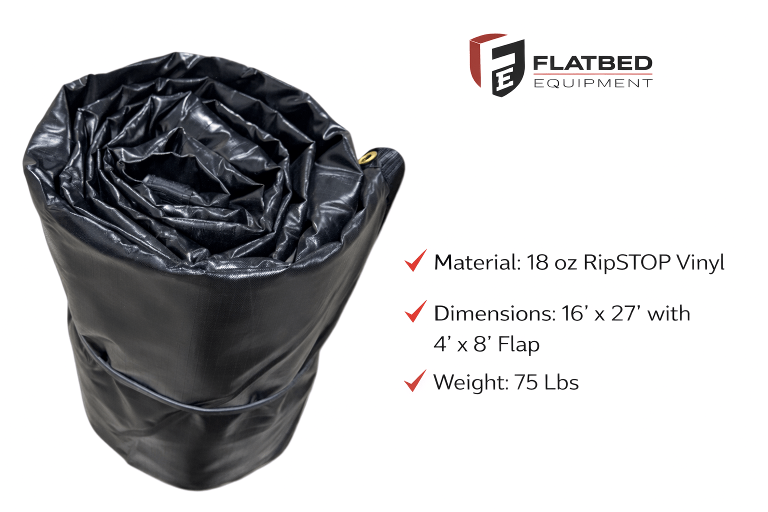 Lumber Tarp 16' x 27' 18oz Ripstop 4' Drop Heavy Duty Flatbed - Flatbed Equipment Inc