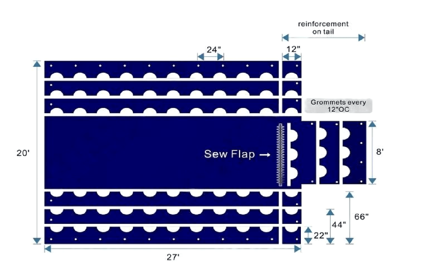 Lumber Tarp 20' x 27' 18oz Ripstop 6' Drop Heavy Duty Flatbed - Flatbed Equipment Inc