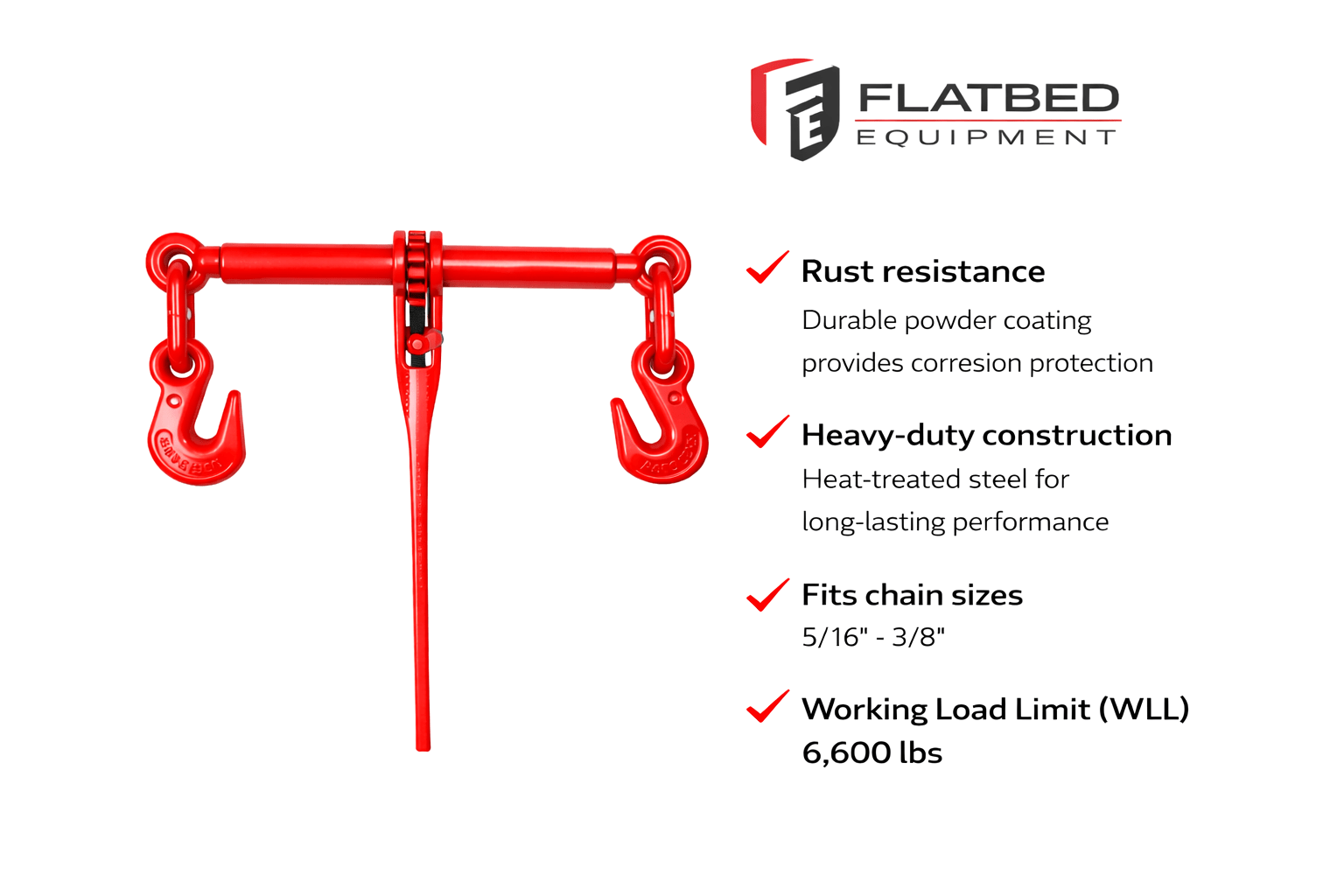 Ratchet Chain Binder 5/16"–3/8" 6600 lbs Heavy Duty - Flatbed Equipment Inc