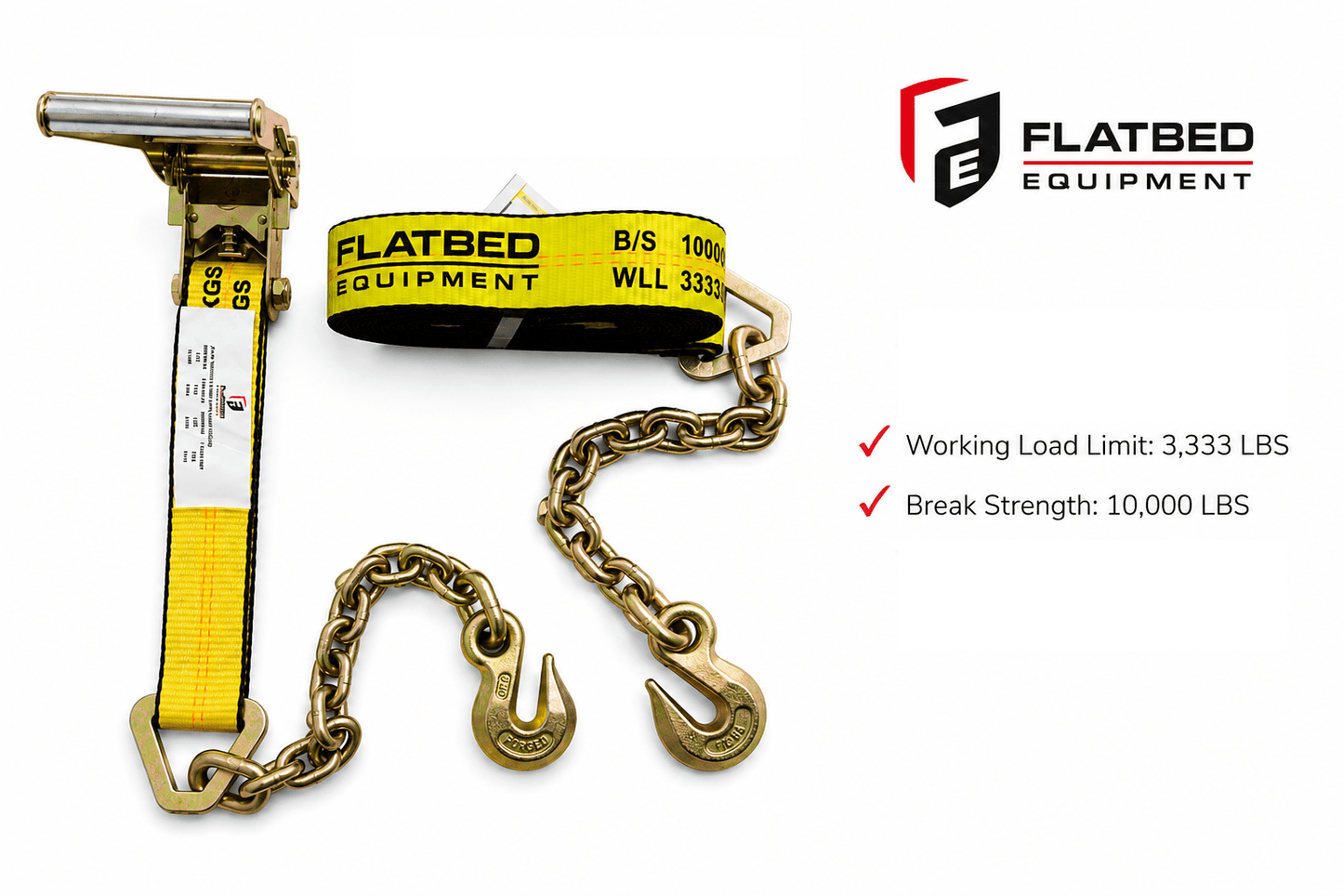 Ratchet Strap 2" x 30' Chain Anchor Heavy Duty - Flatbed Equipment Inc