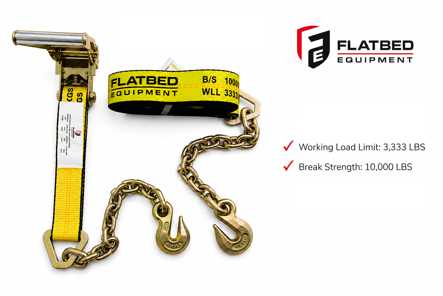 Ratchet Strap 2" x 30' Chain Anchor Heavy Duty - Flatbed Equipment Inc