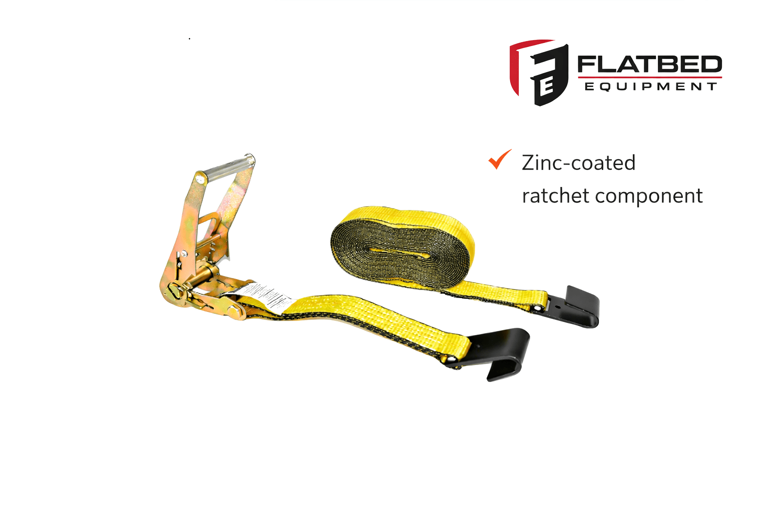 Ratchet Strap 2" x 30' Flat Hook Heavy Duty - Flatbed Equipment Inc