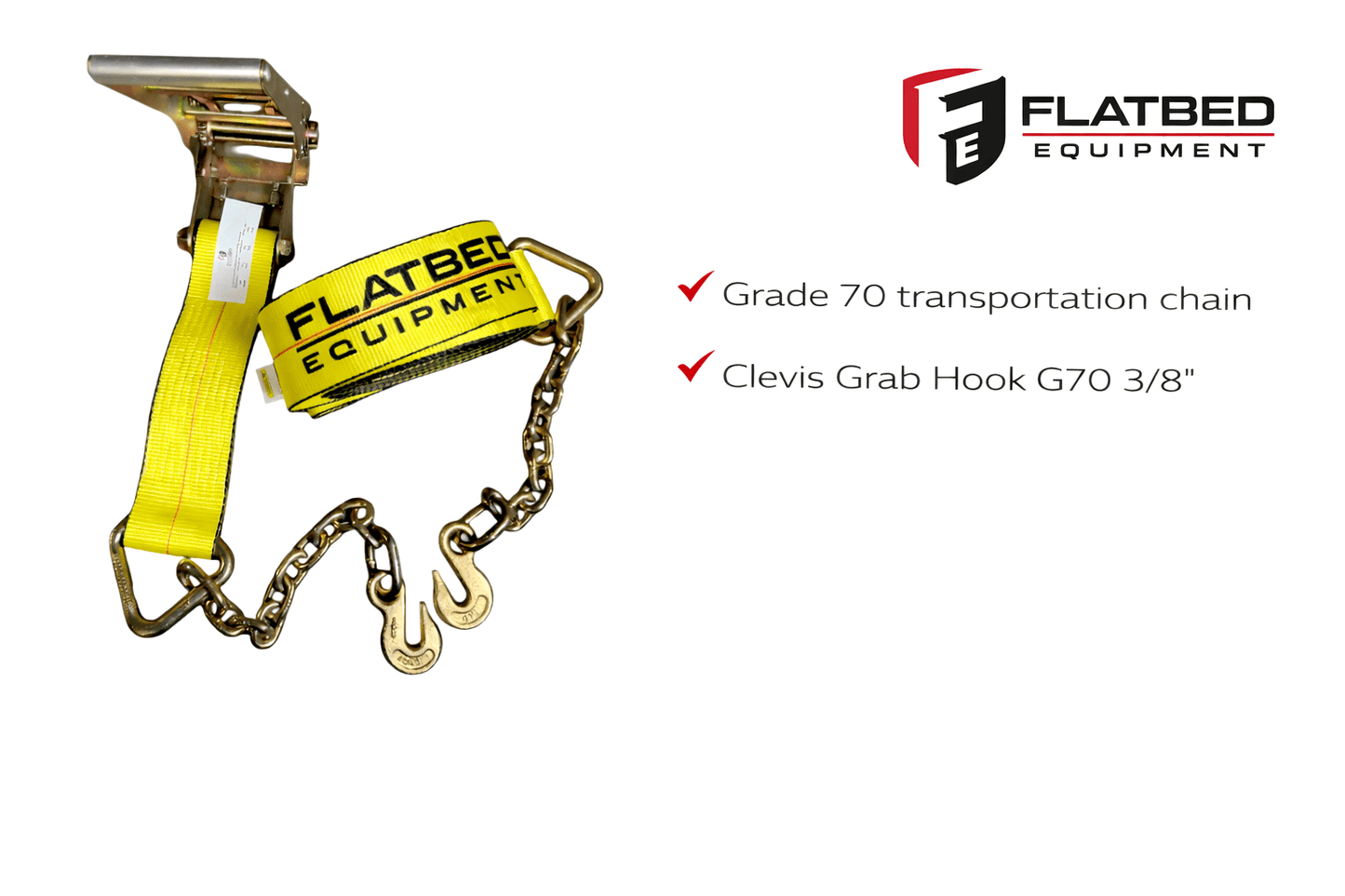Ratchet Strap 4" x 30' Chain Anchor Heavy Duty Flatbed - Flatbed Equipment Inc