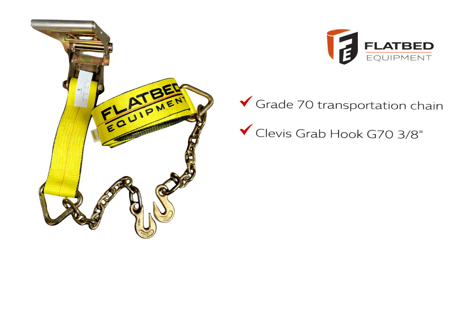 Ratchet Strap 4" x 40' Chain Anchor Heavy Duty - Flatbed Equipment Inc