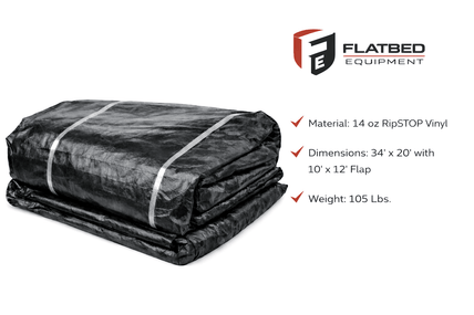 RGN Tarp 20' x 32'+ 12'x8' Drop Heavy Duty Flatbed - Flatbed Equipment Inc
