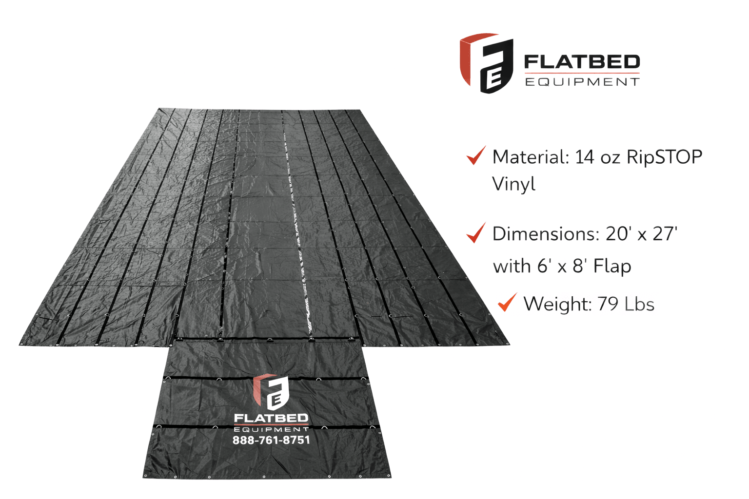 Ultra Light Lumber Tarp 20' x 27' 6' Drop Flatbed - Flatbed Equipment Inc