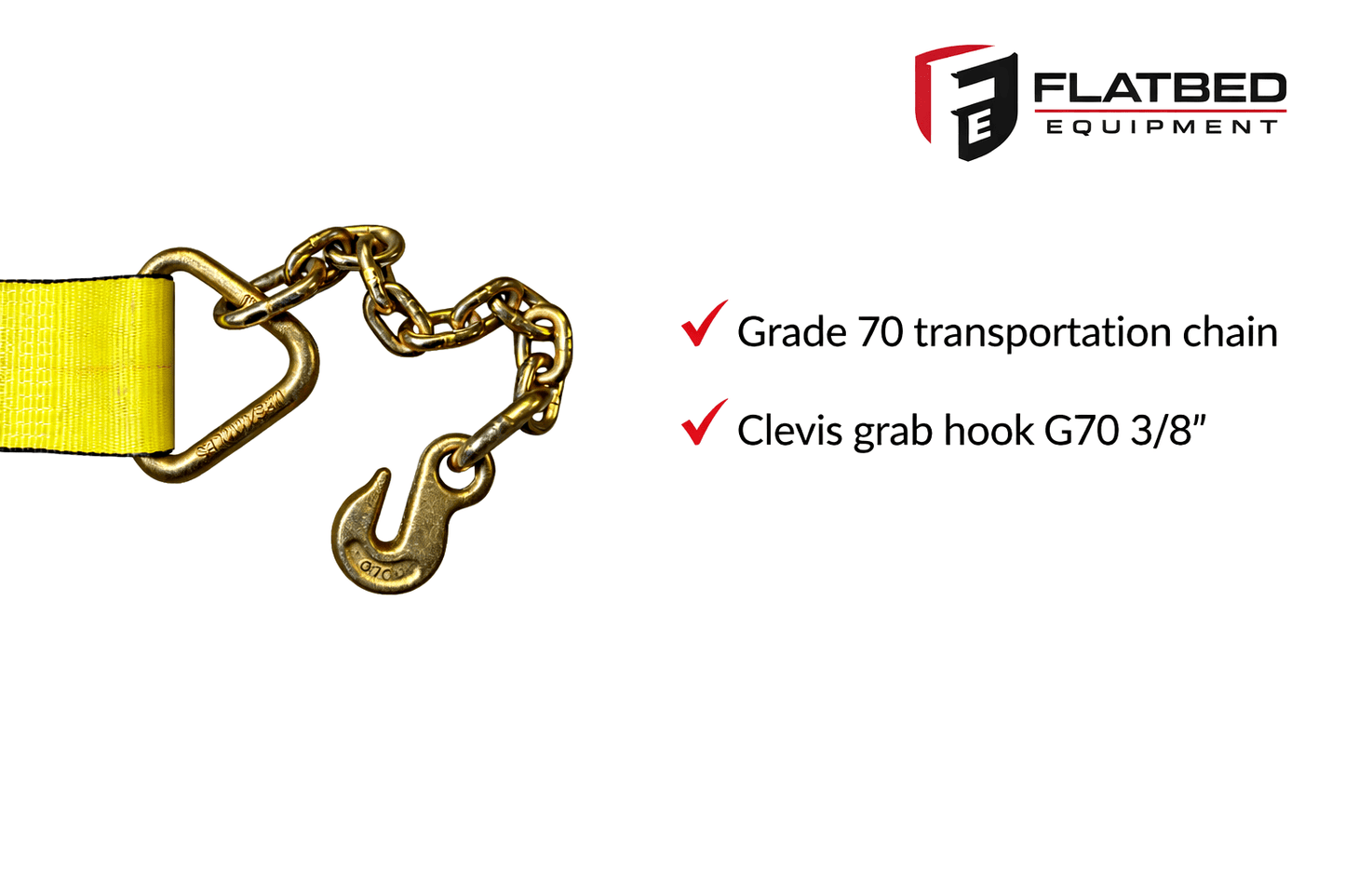 Winch Strap 4" x 30' Chain Anchor Heavy Duty - Flatbed Equipment Inc