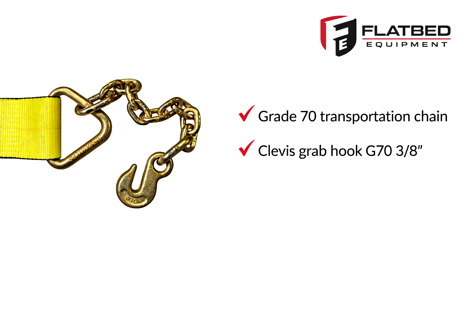 Winch Strap 4" x 30' Chain Anchor Heavy Duty - Flatbed Equipment Inc