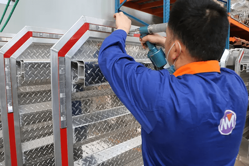 Headache Rack 68" x 80" Aluminum w/ Center Toolbox & Chain Hangers - Flatbed Equipment Inc