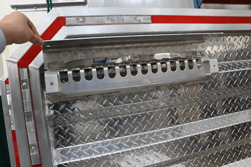 Headache Rack 68" x 80" Aluminum w/ Center Toolbox & Chain Hangers - Flatbed Equipment Inc