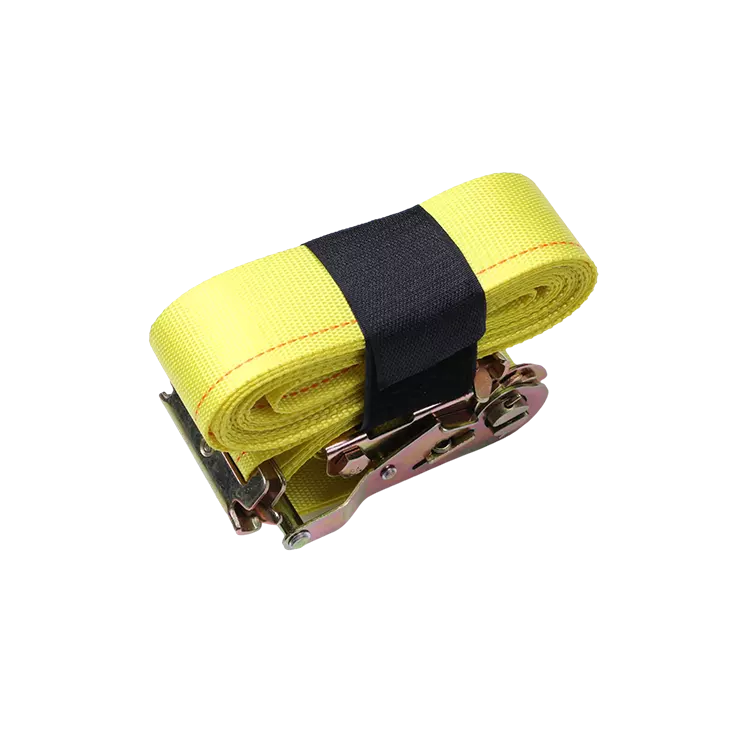 1-1/2 x 16' Yellow Ratchet Strap with Yellow Zinc Flat Hooks